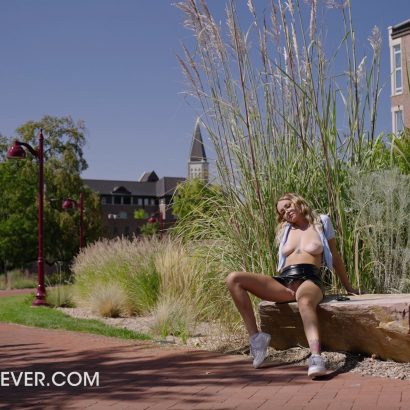 Rachel in Campus Flashing at Braless Forever