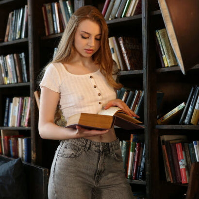 Emi Mur in Library at MetArt