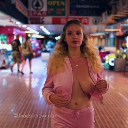 Mila Amour in Busty Topless Public at Braless Forever