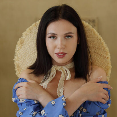 Kris Si in Blue Dress at MetArt