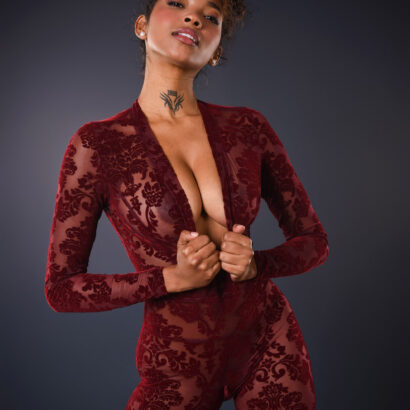 Barbie Rous in Hugged In Burgundy at IStripper