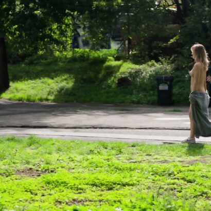 Cassandra in City Flasher at Braless Forever