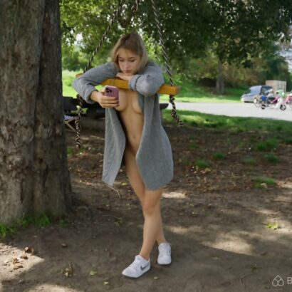 Cassandra in City Flasher at Braless Forever