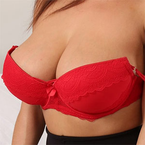 Elle Faye Red Bra and Black Pantyhose