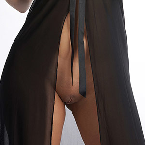Romanetta Black Negligee Shaved Pussy